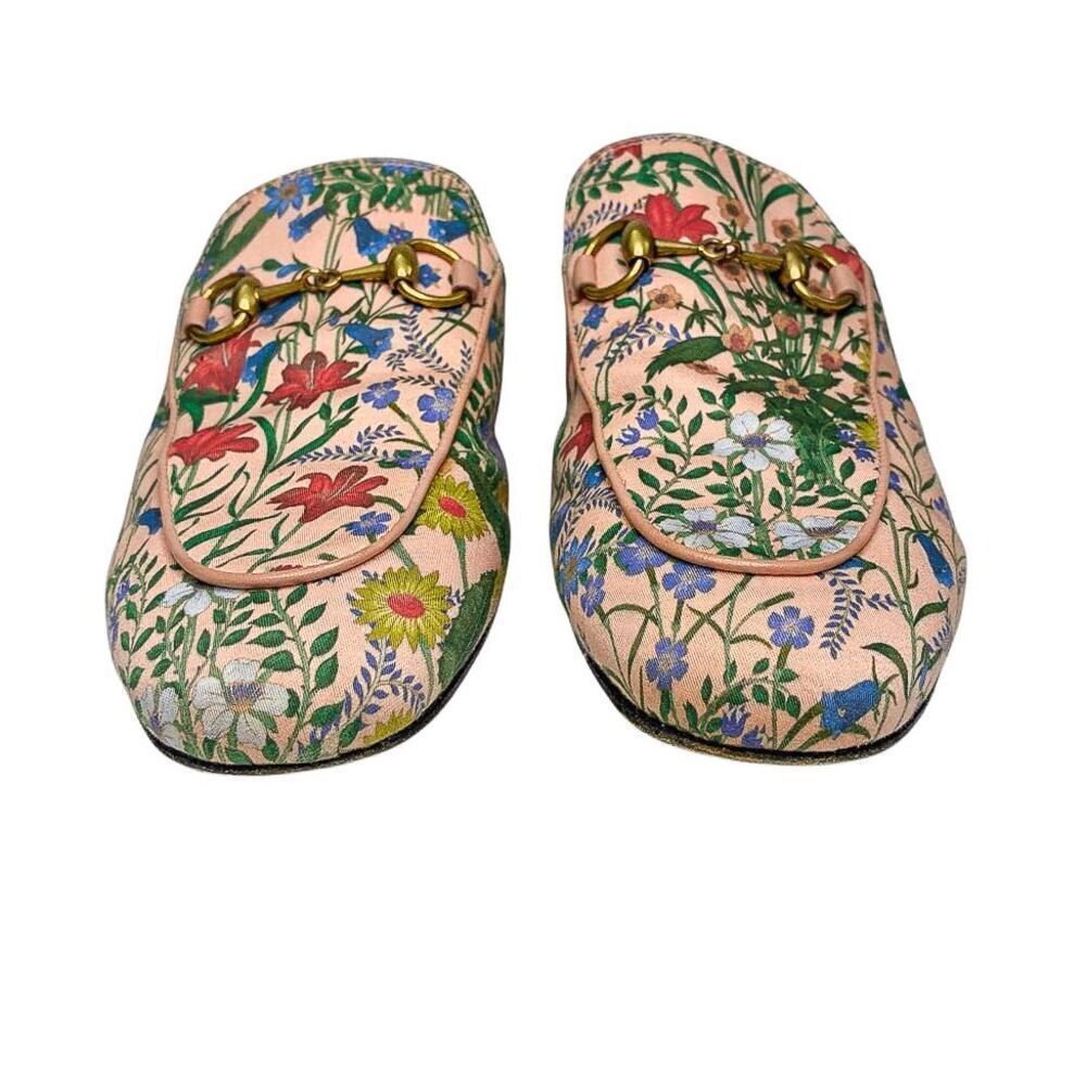 Gucci Floral Princetown Mule EU 36 Horsebit Slide Pink Loafer Flats Multicolor - Picture 3 of 10